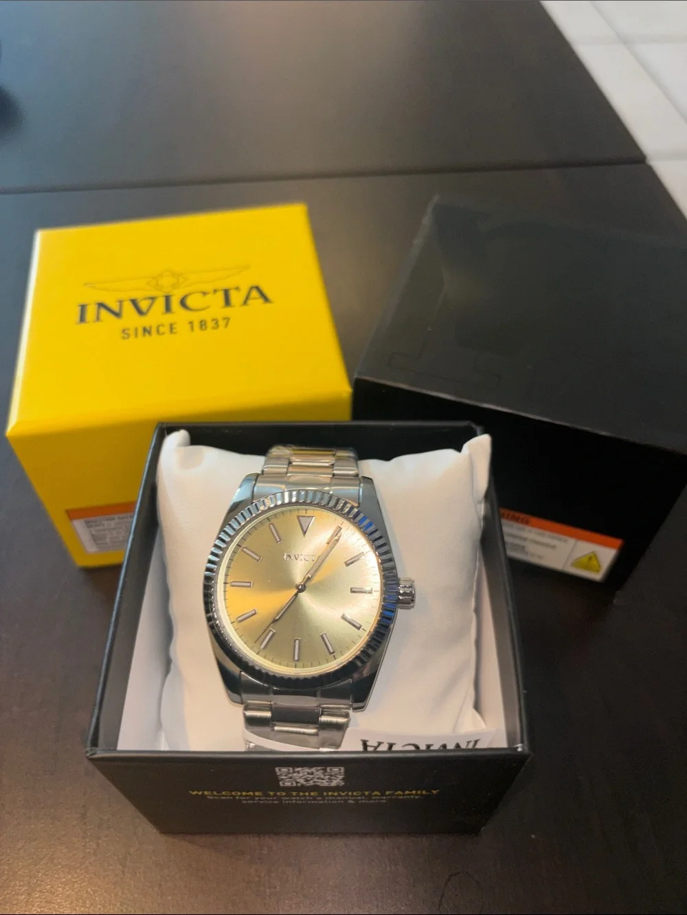 Invicta Silver Bracelet Watch with Light Champagne Dial